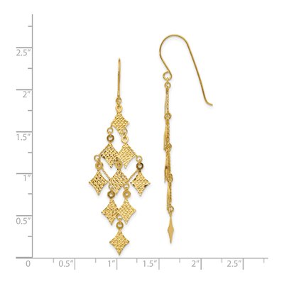 14K Yellow Gold Diamond-Cut Chandelier Earrings – view 5