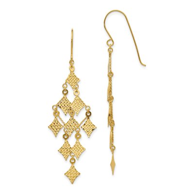 14K Yellow Gold Diamond-Cut Chandelier Earrings