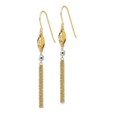 14K Two-Tone Gold Tassel Dangle Earrings – view 3