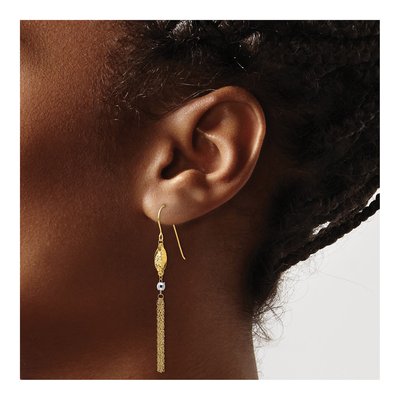 14K Two-Tone Gold Tassel Dangle Earrings – view 4