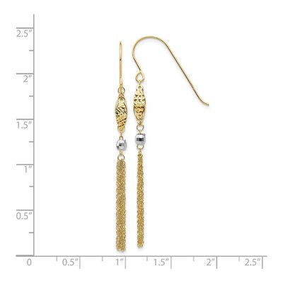 14K Two-Tone Gold Tassel Dangle Earrings – view 5