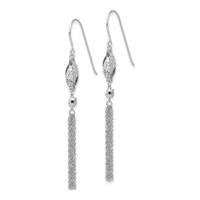 14K White Gold Tassel French Hook Dangle Earrings – view 2