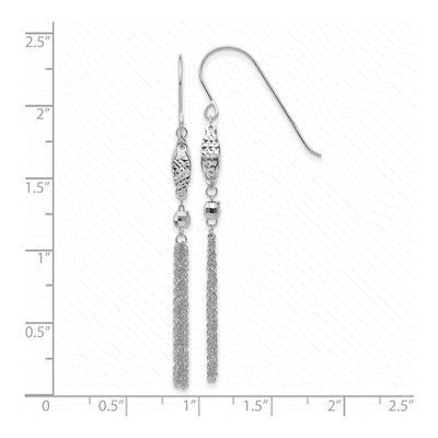 14K White Gold Tassel French Hook Dangle Earrings – view 4