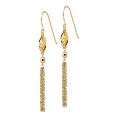 14K Yellow Gold Tassel Dangle Earrings – view 2