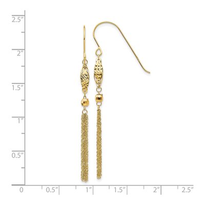 14K Yellow Gold Tassel Dangle Earrings – view 4