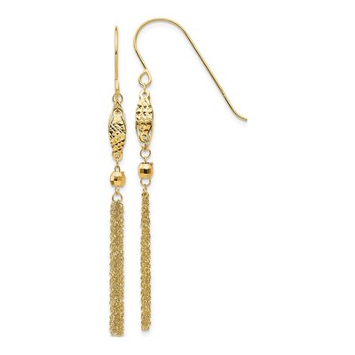 14K Yellow Gold Tassel Dangle Earrings