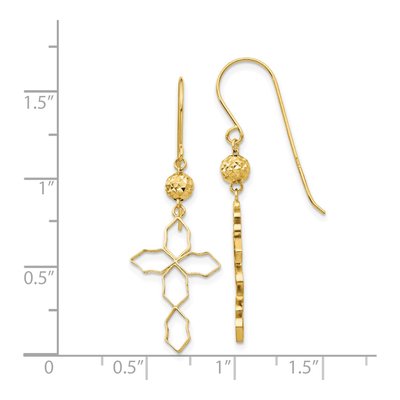 14K Yellow Gold Geometric Cross Dangle Earrings – view 4