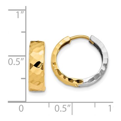14K Two-Tone Gold 14mm Textured Huggie Hoop Earrings – view 5