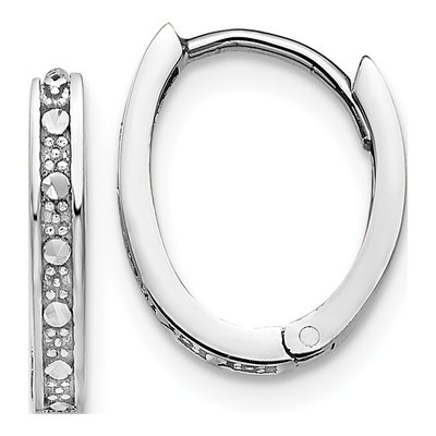 14K White Gold 12mm Diamond-Cut Huggie Hoop Earrings