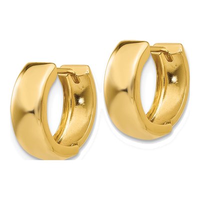 14K Yellow Gold 12mm Huggie Hoop Earrings – view 3
