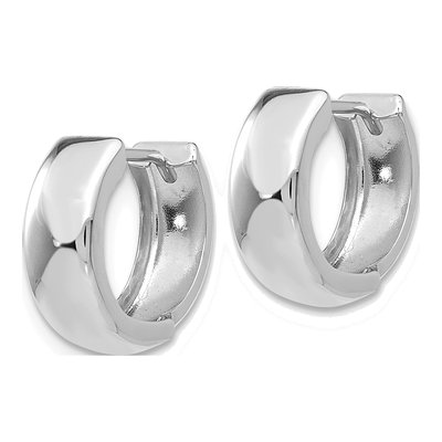 14K White Gold 12mm Huggie Hoop Earrings – view 3