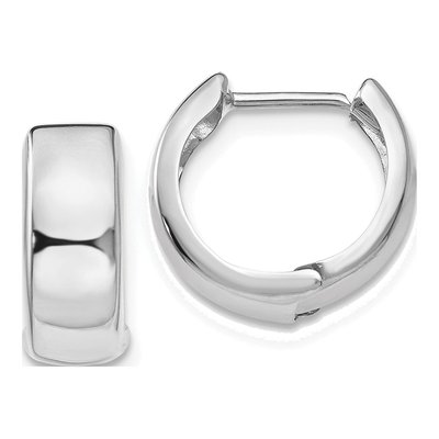 14K White Gold 12mm Huggie Hoop Earrings