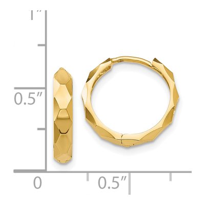 14K Yellow Gold 14mm Diamond-Cut Huggie Hoop Earrings – view 4