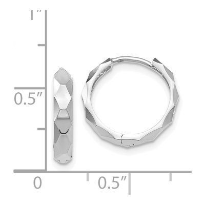 14K White Gold 14mm Diamond-Cut Huggie Hoop Earrings – view 5