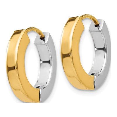 14K Two-Tone Gold 16mm Hollow Huggie Hoop Earrings – view 3