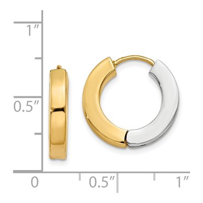 14K Two-Tone Gold 16mm Hollow Huggie Hoop Earrings – view 5