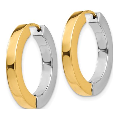 14K Two-Tone Gold 21mm Hollow Huggie Hoop Earrings – view 2