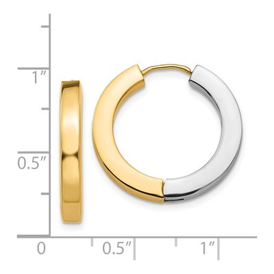 14K Two-Tone Gold 21mm Hollow Huggie Hoop Earrings – view 4