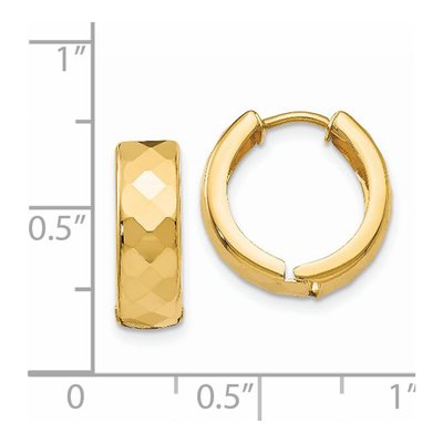 14K Yellow Gold 14mm Textured Huggie Hoop Earrings – view 5