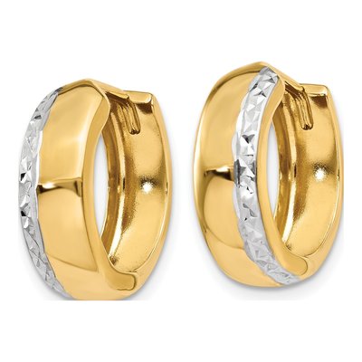 14K Yellow Gold 15mm Textured Huggie Hoop Earrings – view 3