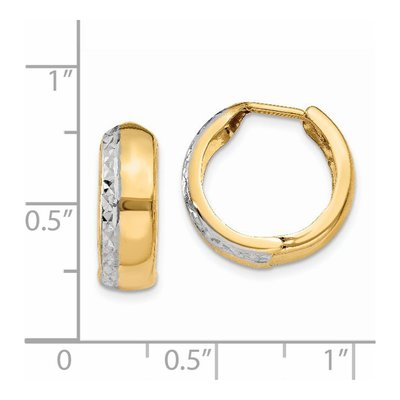 14K Yellow Gold 15mm Textured Huggie Hoop Earrings – view 5