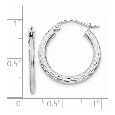 14K White Gold 21mm Diamond-Cut Hollow Hoop Earrings – view 5