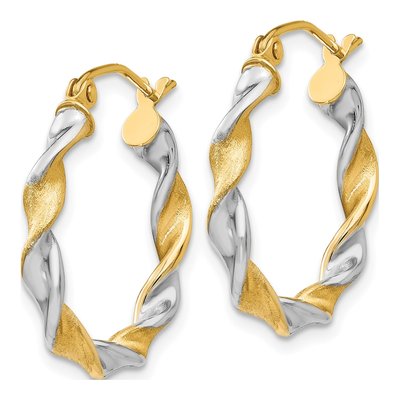 14K White Gold 22mm Twisted Hoop Earrings – view 2