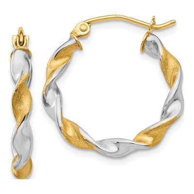 14K White Gold 22mm Twisted Hoop Earrings