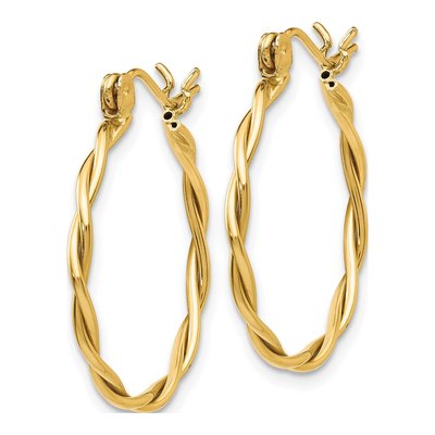 14K Yellow Gold 24mm Twisted Hoop Earrings – view 3