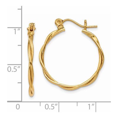 14K Yellow Gold 24mm Twisted Hoop Earrings – view 5
