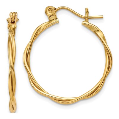 14K Yellow Gold 24mm Twisted Hoop Earrings