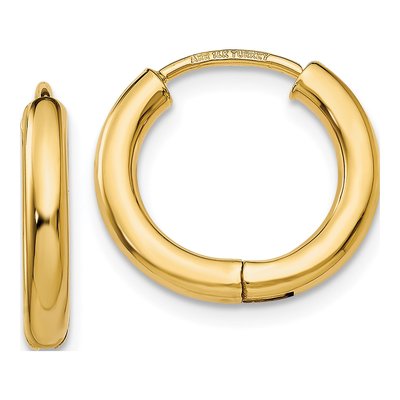 14K Yellow Gold 15mm Hollow Huggie Hoop Earrings