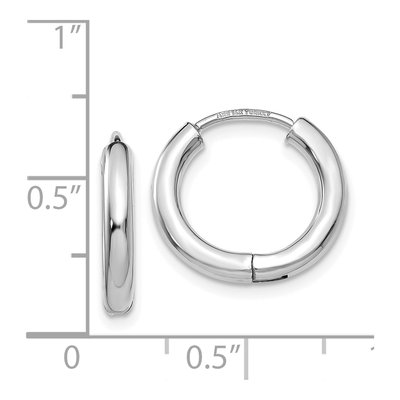 14K White Gold 15mm Hollow Huggie Hoop Earrings – view 4