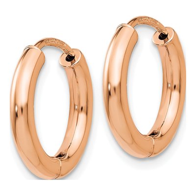 14K Rose Gold 15mm Hollow Huggie Hoop Earrings – view 3