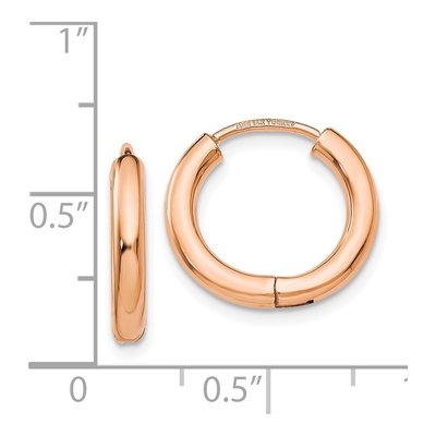 14K Rose Gold 15mm Hollow Huggie Hoop Earrings – view 5