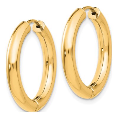 14K Yellow Gold 22mm Huggie Hoop Earrings – view 2