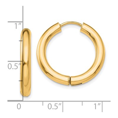 14K Yellow Gold 22mm Huggie Hoop Earrings – view 4