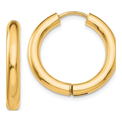 14K Yellow Gold 22mm Huggie Hoop Earrings