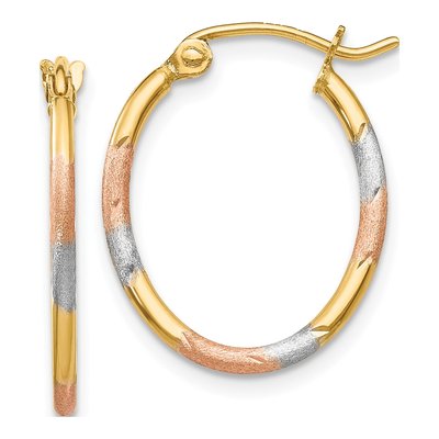 14K Yellow Gold 20mm Diamond-Cut Hoop Earrings