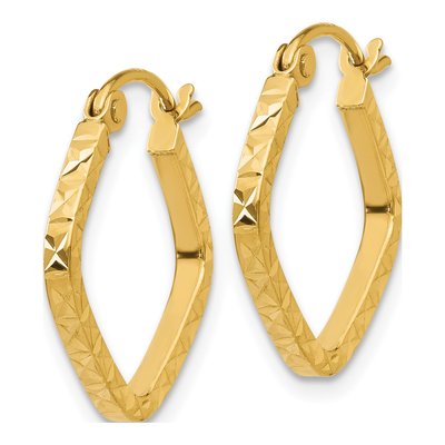 14K Yellow Gold 17mm Diamond-Cut Squared Hoop Earrings – view 3