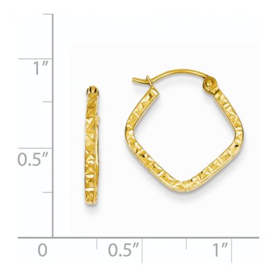 14K Yellow Gold 17mm Diamond-Cut Squared Hoop Earrings – view 5