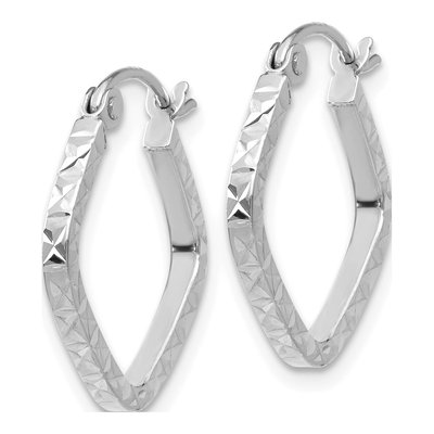 14K White Gold 17mm Diamond-Cut Squared Hoop Earrings – view 3