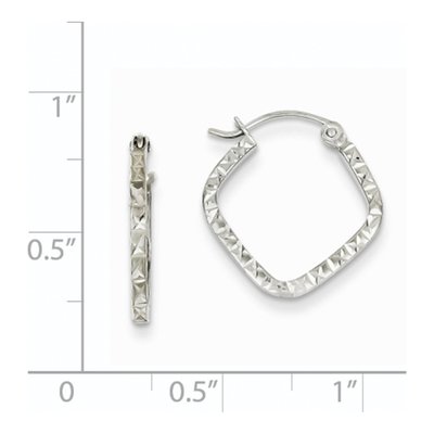 14K White Gold 17mm Diamond-Cut Squared Hoop Earrings – view 5