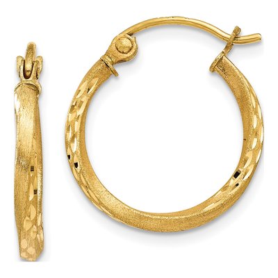 14K Yellow Gold 17mm Twisted Hoop Earrings