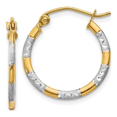 14K Yellow Gold 19mm Diamond-Cut Hoop Earrings