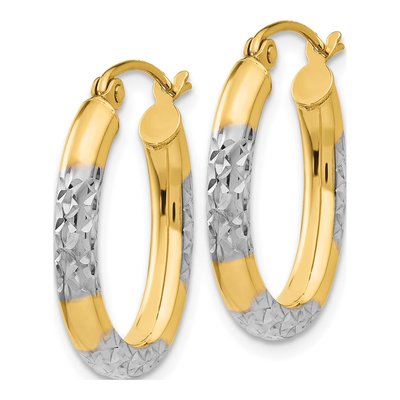 14K Yellow Gold 21mm Diamond-Cut Hoop Earrings – view 2
