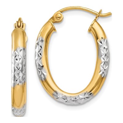 14K Yellow Gold 21mm Diamond-Cut Hoop Earrings