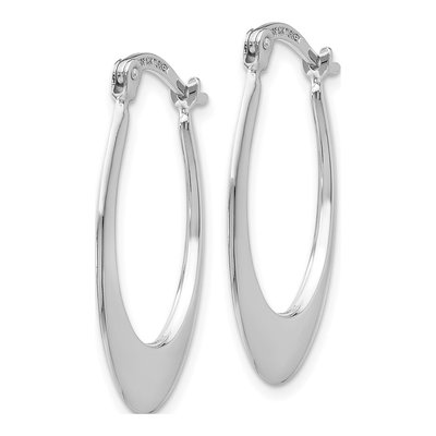 14K White Gold 26mm Tapered Oval Hoop Earrings – view 3