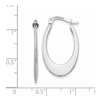 14K White Gold 26mm Tapered Oval Hoop Earrings – view 5