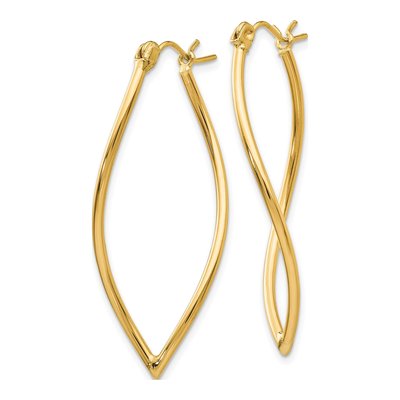 14K Yellow Gold 37mm Fancy Hoop Earrings – view 3